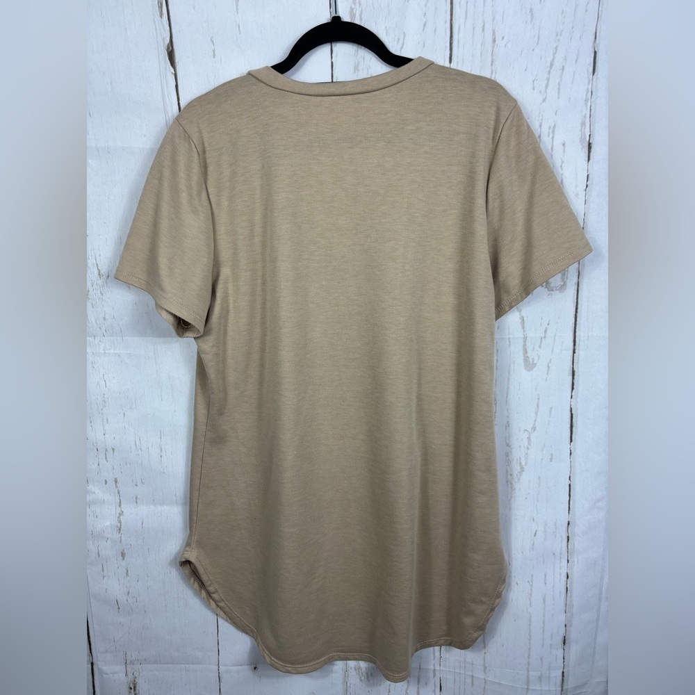 Distress Rip Tunic Top Beige Tan - Picture 3 of 6